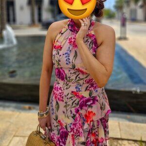 Eliza J Womens Dress Floral Halter Maxi Ruffle Size 16